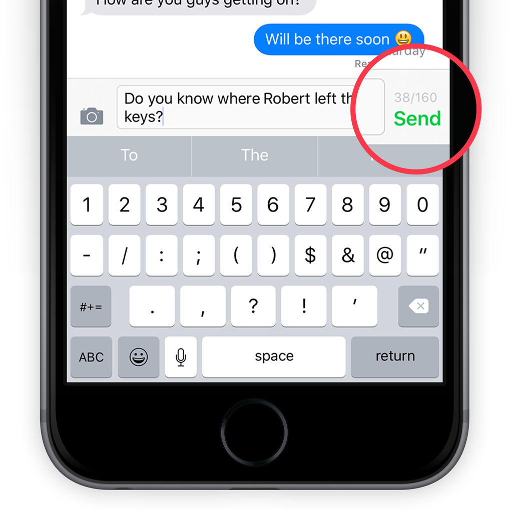 Guide Check Your SMS Character Count IOS 9 TapSmart