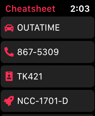 Cheatsheet Apple Watch.